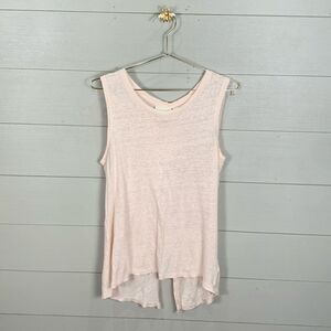 Cynthia Rowley light baby pink 100% linen sleeveless teeshirt with back bow